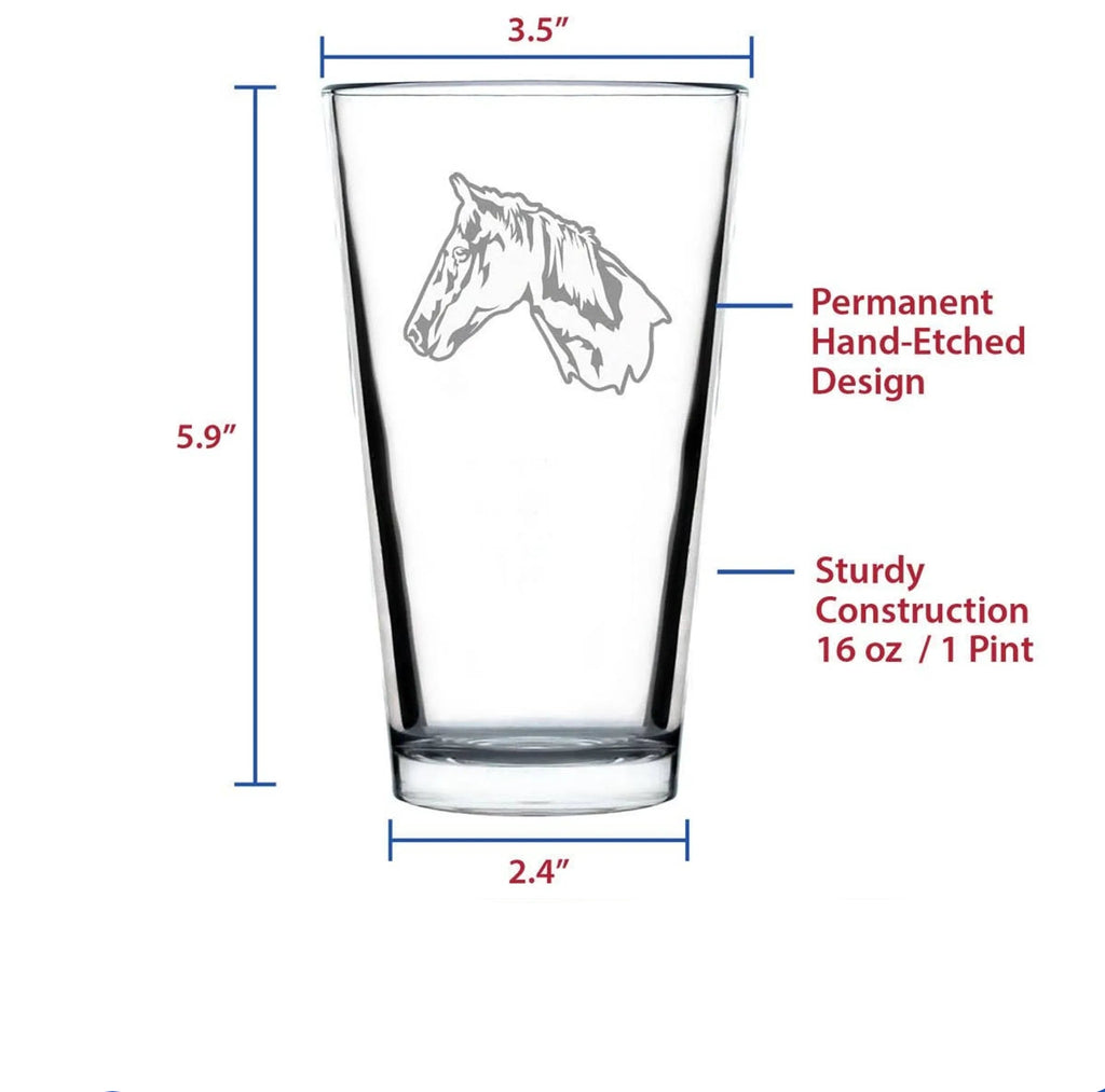 Horse Face Pint Glass for Beer - Equestrian Gifts and Decor