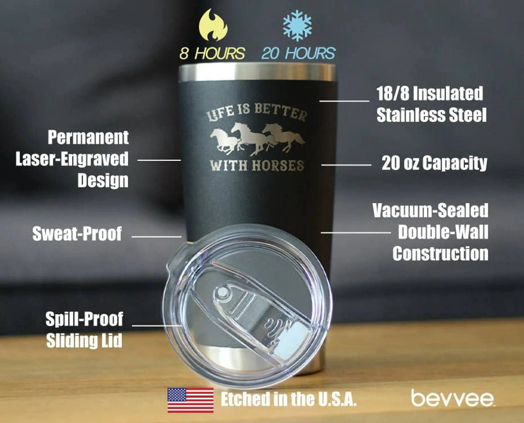Better with Horses Insulated Travel Tumbler - Horse Gifts