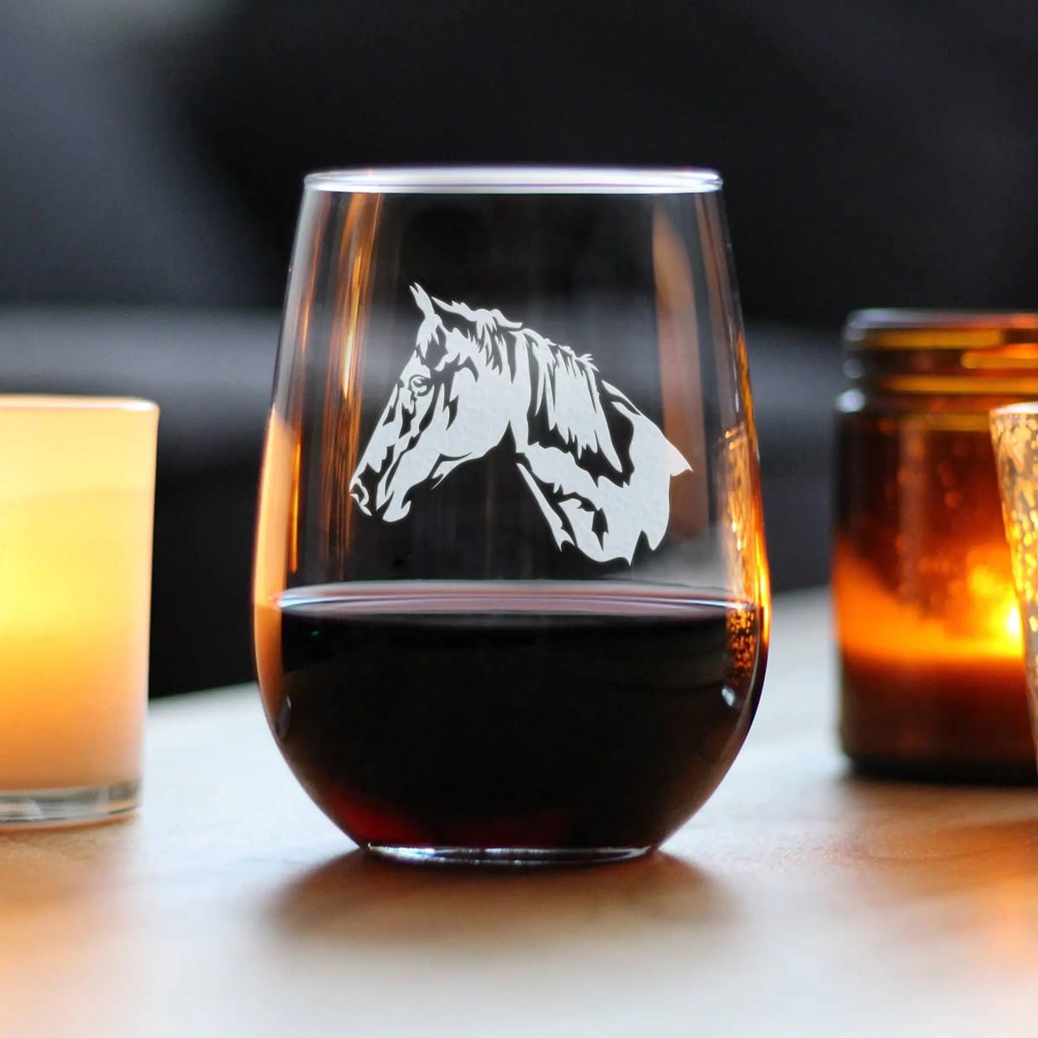 Horse Face Stemless Wine Glass - Equestrian Gifts and Decor