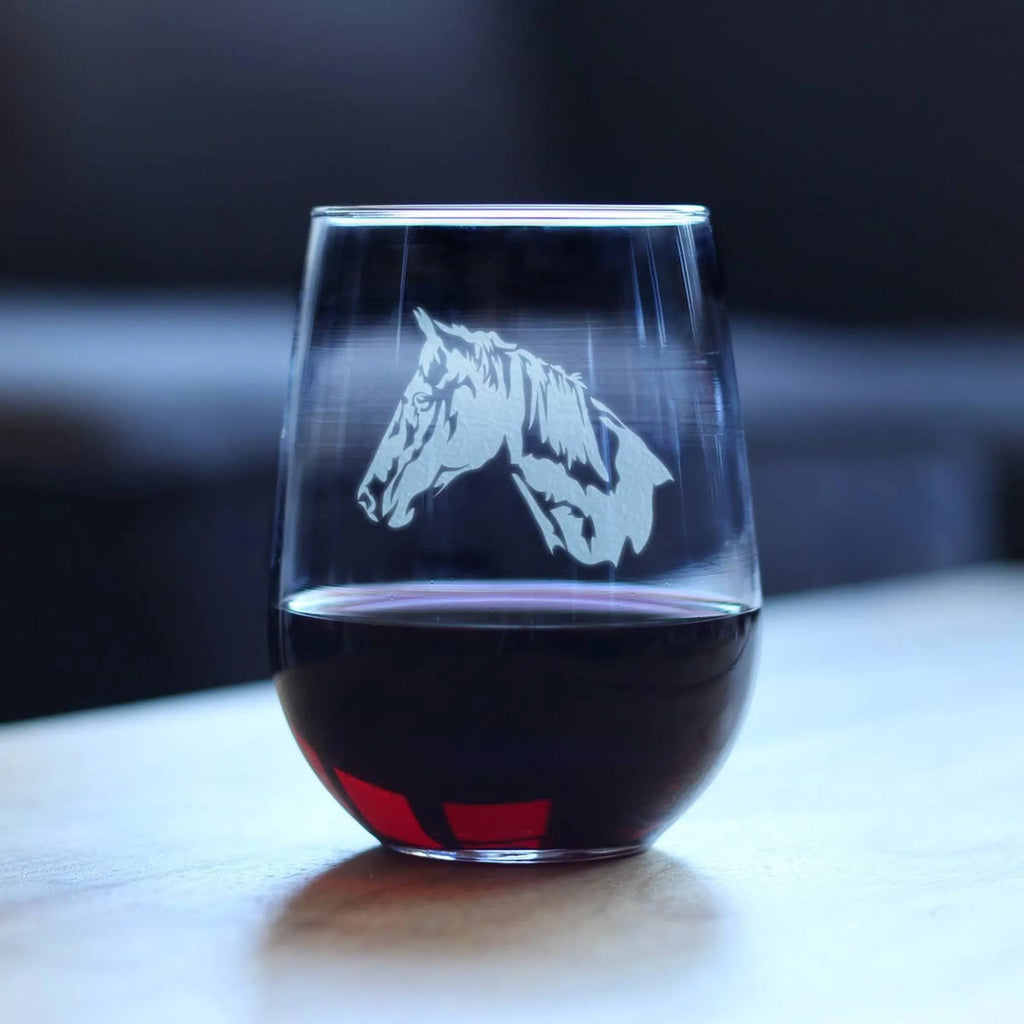 Horse Face Stemless Wine Glass - Equestrian Gifts and Decor