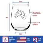 Horse Face Stemless Wine Glass - Equestrian Gifts and Decor