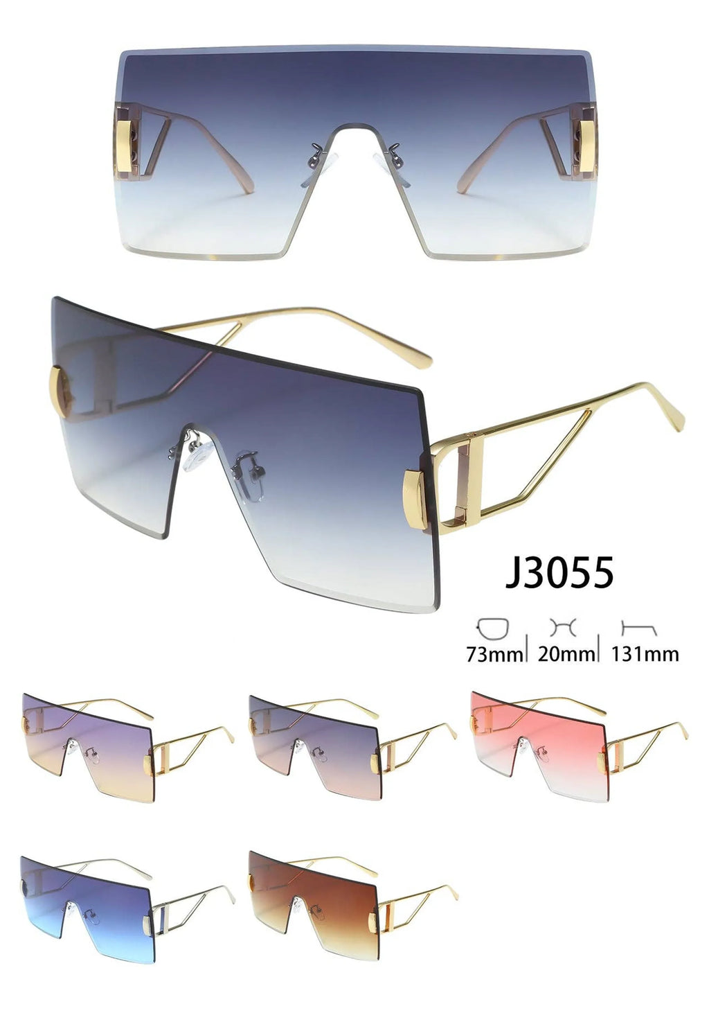 Large Single-Piece Lens with Bold Gold Color Arms