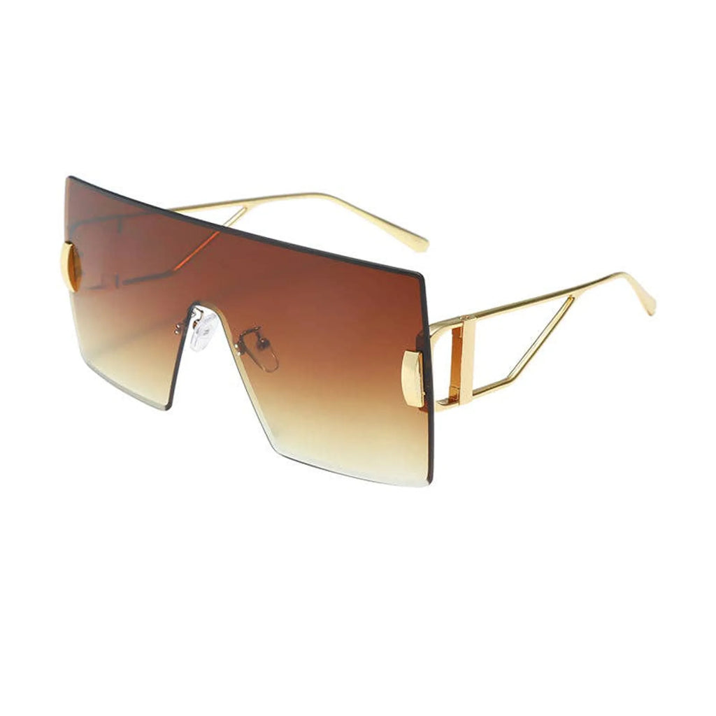 Large Single-Piece Lens with Bold Gold Color Arms