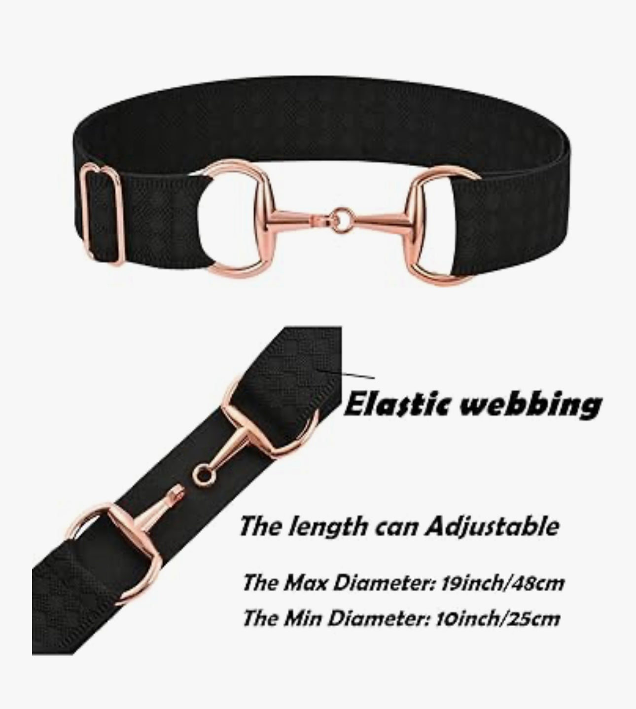 1.5 inch Equestrian Elastic Belt, Women's Snaffle Bit Buckle.