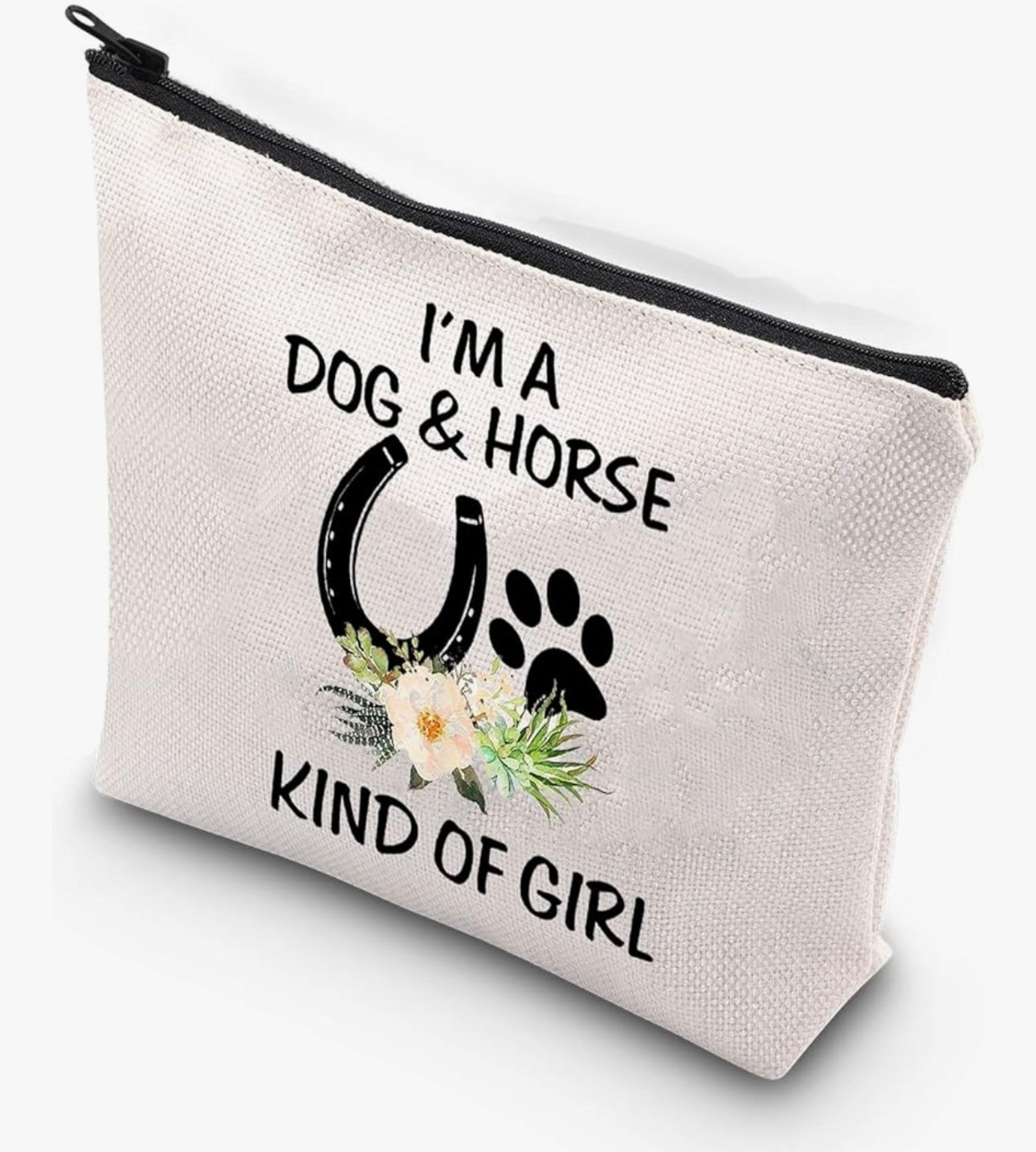 Dog & Horse Lover Gifts: Makeup Bags for Women & Girls - Paw Print Horseshoe Gift for Dog Mom & Cowgirl Equestrian
