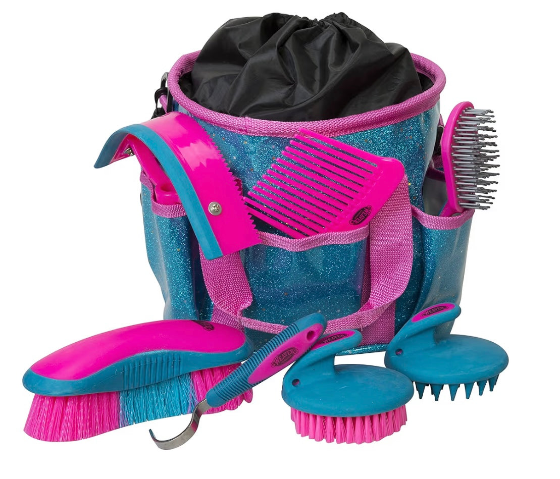 Horse Grooming Kit, 7-piece Brush Set with Organizer Tote Bag