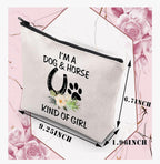 Dog & Horse Lover Gifts: Makeup Bags for Women & Girls - Paw Print Horseshoe Gift for Dog Mom & Cowgirl Equestrian