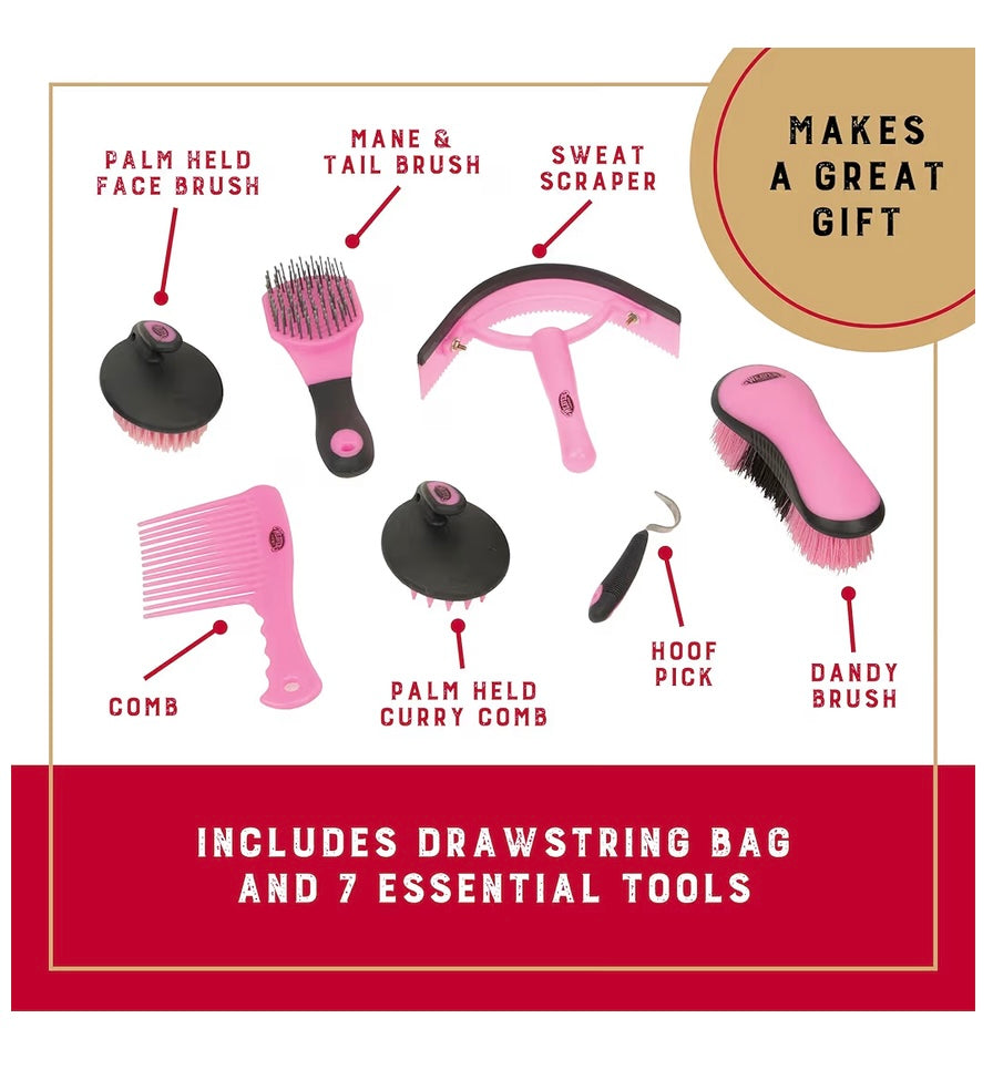 Weaver Leather Horse Grooming Kit, 7-piece Brush Set with Organizer Tote Bag