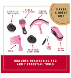 Weaver Leather Horse Grooming Kit, 7-piece Brush Set with Organizer Tote Bag