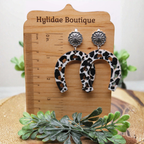 Cow Print Horseshoes || Dangle Earrings || Hypoallergenic