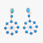 Turquoise Circle Dangle Earrings, 925 Sterling Silver