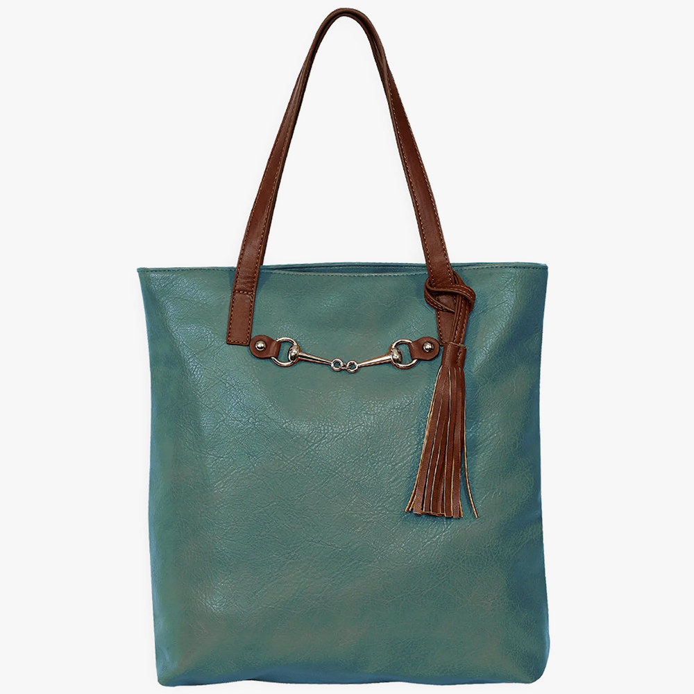 AWST Int'l  Snaffle Bit Tote Bag w/ Tassel- Teal