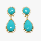 shell Turquoise Dangle Earrings, 925 Sterling Silver, Yellow Gold