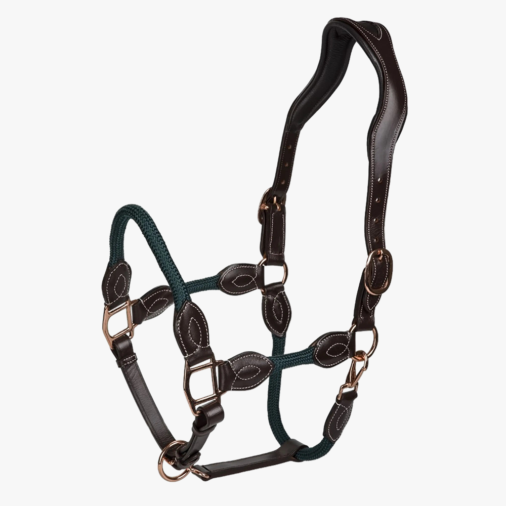 Henri de Rivel Leather Rope Halter - Havana w/ Hunter Rope - Cob