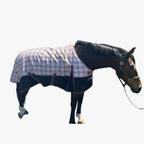 TuffRider Turnout Comfy 1200 D Medium Weight 200 GSM Standard Neck Blanket- Beige and Black Plaid- 69