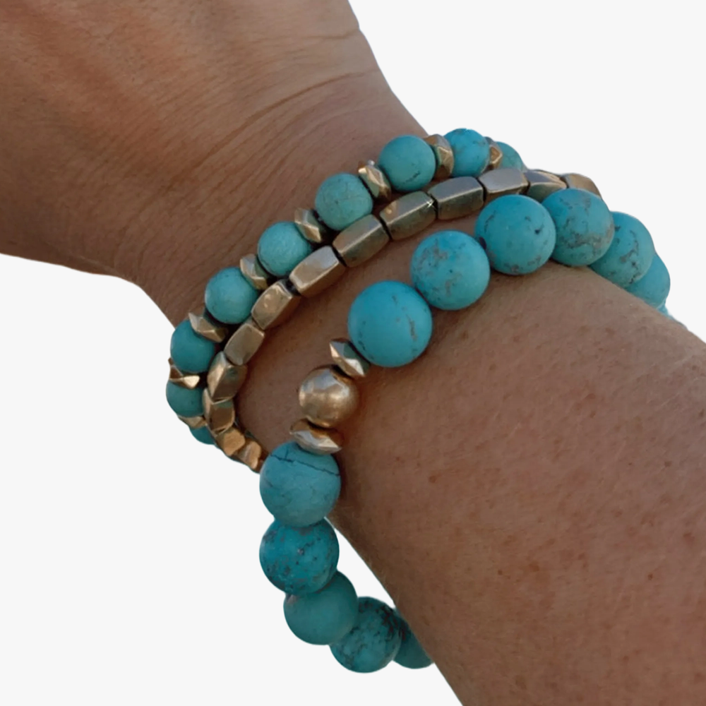 Turquoise and Soapstone Beaded Stretch Bracelet