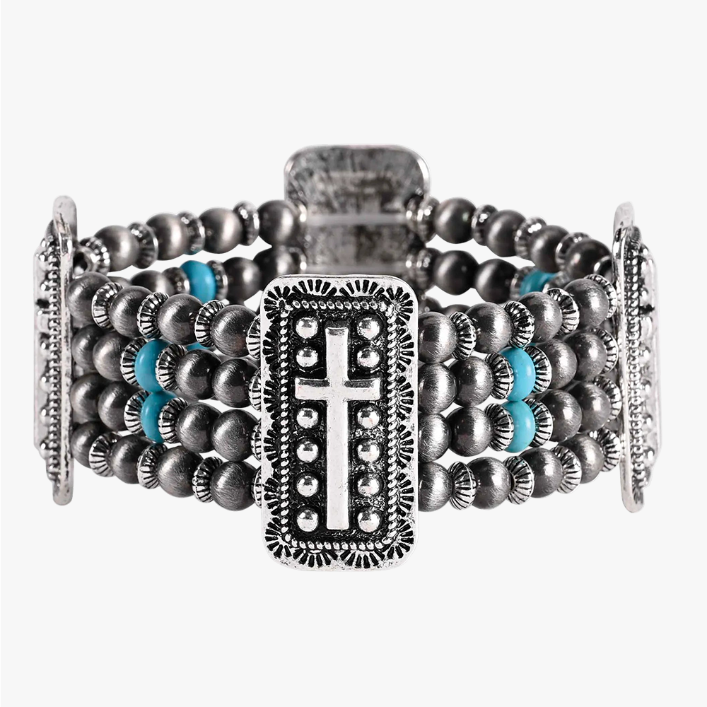Bracelet Turquoise Multi Strand Cross